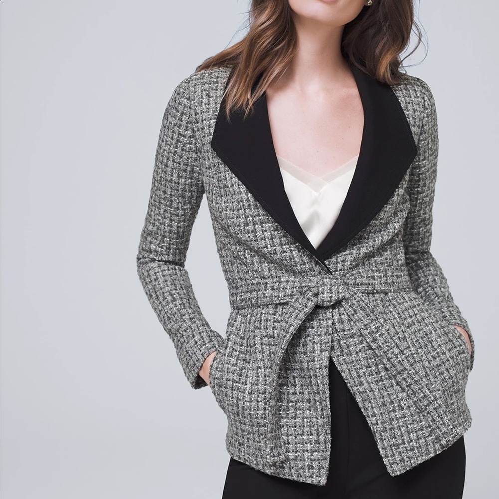 NEW White House Black Market Belted Tweed Jacket